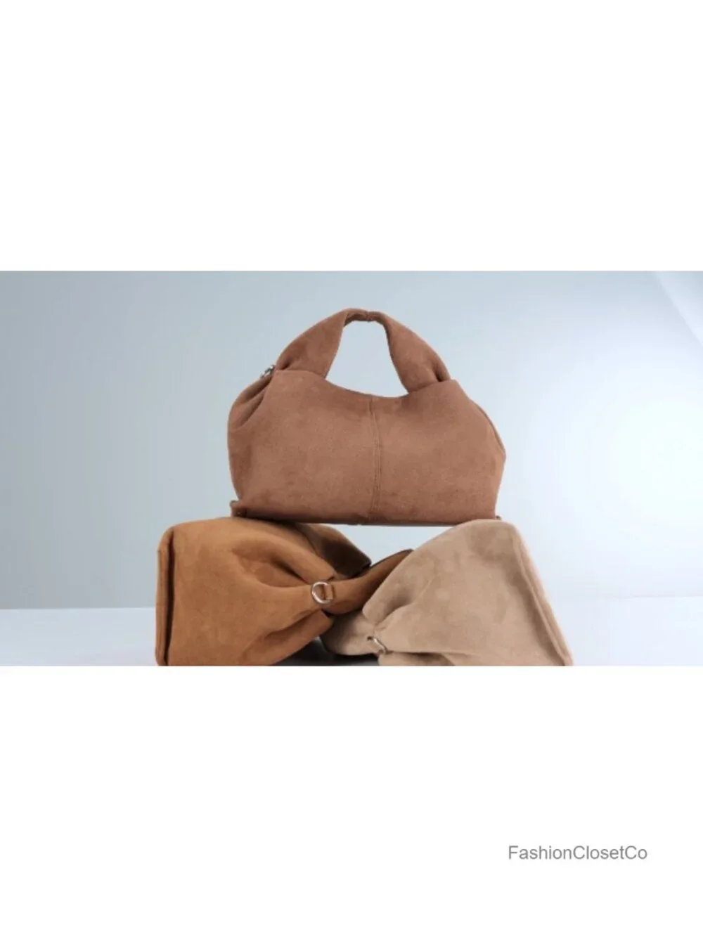 Suede Hobo Bag Vintage Half-Moon Shoulder Handbag Faux Suede Purse Tote